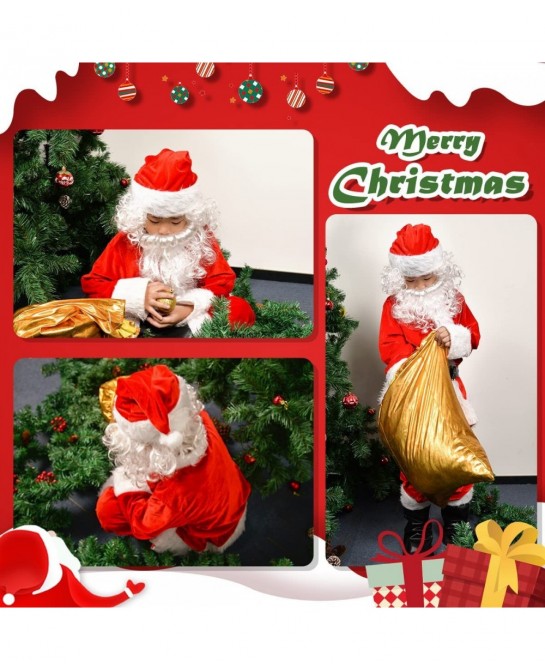 Children’s Santa Suit Costume for kids Red Deluxe Velvet Santa Suit Halloween Christmas Party Cosplay Costome (9PCS) $40.45 K...