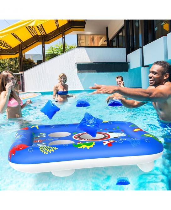 33" Inflatable Pool Cornhole Toys Games Pool Cornhole Bean Bag Toss Games with 4 Beanbags Pool Cornhole Games Party Supplies ...