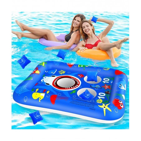 33" Inflatable Pool Cornhole Toys Games Pool Cornhole Bean Bag Toss Games with 4 Beanbags Pool Cornhole Games Party Supplies ...