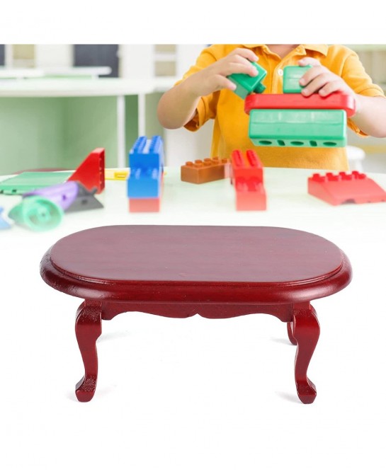 1:12 Dollhouse Miniature Tea Table Coffee Table Kids Pretend Play Toy Dollhouse Decoration Accessories(Mahogany) $19.48 Dollh...
