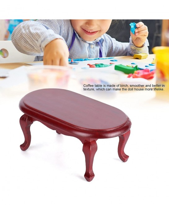1:12 Dollhouse Miniature Tea Table Coffee Table Kids Pretend Play Toy Dollhouse Decoration Accessories(Mahogany) $19.48 Dollh...