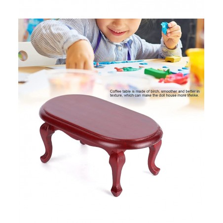 1:12 Dollhouse Miniature Tea Table Coffee Table Kids Pretend Play Toy Dollhouse Decoration Accessories(Mahogany) $19.48 Dollh...