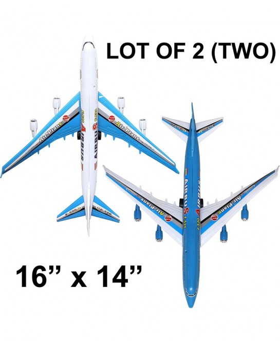 Set of 2 Commercial Plane Toy Blue and White Pull Cord 16 Inches $25.78 Flying Toys