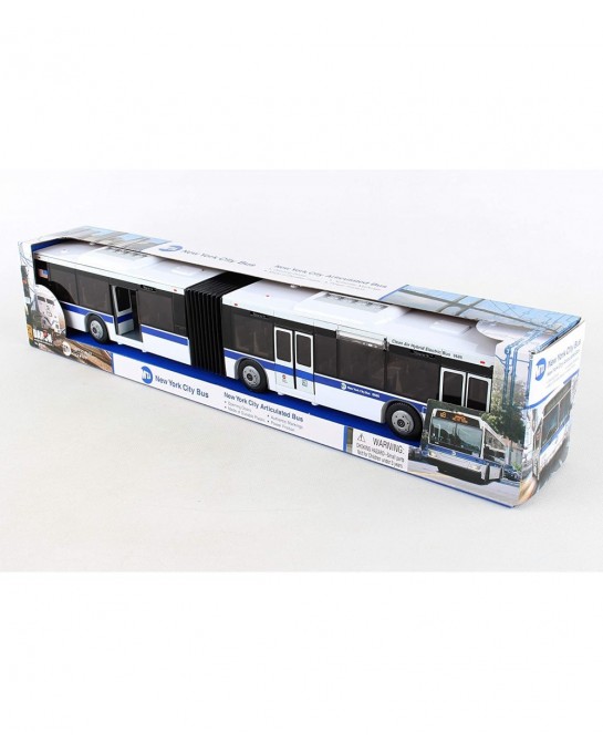 RT8563 New York City MTA Metro Articulated Electric Bus 1:43 Scale- 16 Inches long White/Blue/Black $40.46 Kids' Play Buses