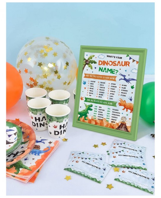 What’s Your Dinosaur Name Game - Watercolor Dinosaur Party Supplies for Boys Kids Birthday Baby Shower Party Game Sign 25 PCS...