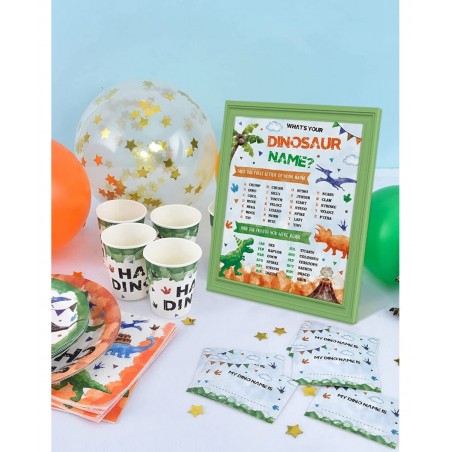 What’s Your Dinosaur Name Game - Watercolor Dinosaur Party Supplies for Boys Kids Birthday Baby Shower Party Game Sign 25 PCS...