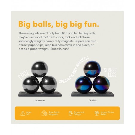 Supers 33mm Magnets Balls Fidget Toys for Adults Set of 3 with Display Plate Great Office Desk Decorations and Stress Relief ...