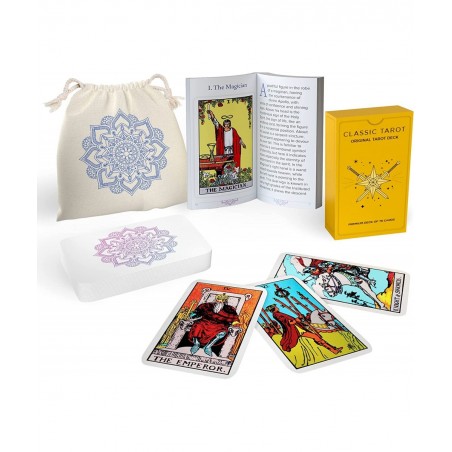 Classic Tarot Cards Deck with Guidebook & Premium Linen Carry Bag - Original Pamela Colman Smith Artwork - Tarot Cards for Be...