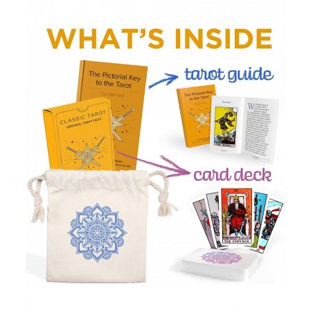 Classic Tarot Cards Deck with Guidebook & Premium Linen Carry Bag - Original Pamela Colman Smith Artwork - Tarot Cards for Be...