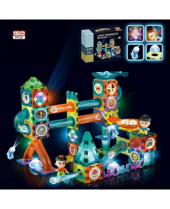 Magnetic Tiles Building Blocks Learning Educational Toys for Kids Boys Girls Ages 3 4 5 6 7 8 Years Old with Luminous Glowing...