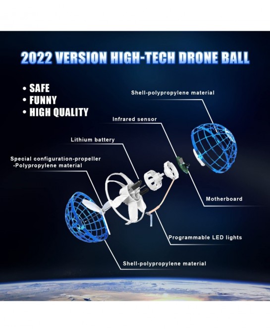 Flying Ball Toys Mini Drone Flying Ball 360 Rotating Magic Controller USB Rechargeable Built-in RGB Lights Magic Flying Toys ...