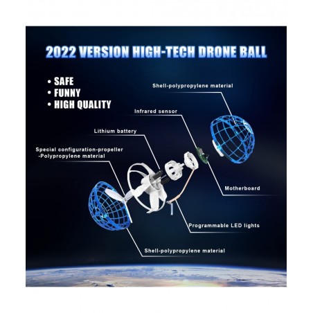 Flying Ball Toys Mini Drone Flying Ball 360 Rotating Magic Controller USB Rechargeable Built-in RGB Lights Magic Flying Toys ...