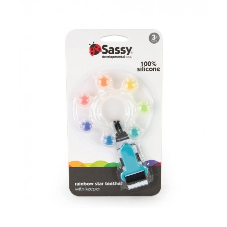 Rainbow Star Teether with Keeper | Textured Silicone Teether for Teething | Ages 3+ Months and Up $17.16 Baby Teether Toys