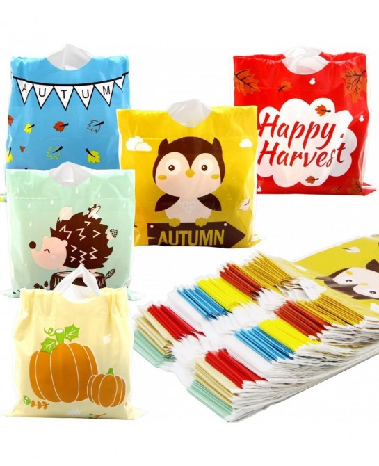 Thanksgiving Plastic Bags Drawstring Goody Bags 72PCS Plastic Thanksgiving Treat Bags for Kids Fall Party Favor Treat Bags $1...