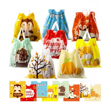 Thanksgiving Plastic Bags Drawstring Goody Bags 72PCS Plastic Thanksgiving Treat Bags for Kids Fall Party Favor Treat Bags $1...