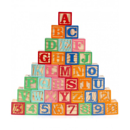 Wooden ABC Toy Building Blocks for Toddlers 1-3 36 PCS Wood Baby Alphabet Number Blocks for Stacking Learning Preschool Educa...