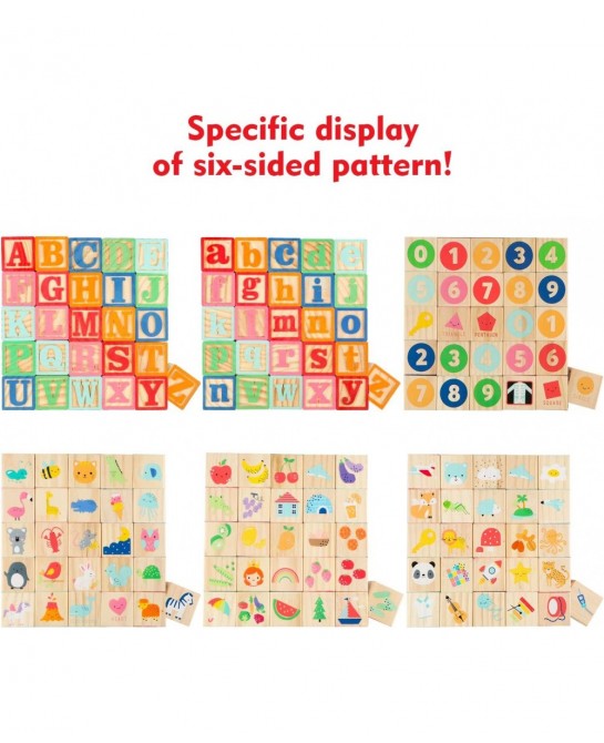 Wooden ABC Toy Building Blocks for Toddlers 1-3 36 PCS Wood Baby Alphabet Number Blocks for Stacking Learning Preschool Educa...
