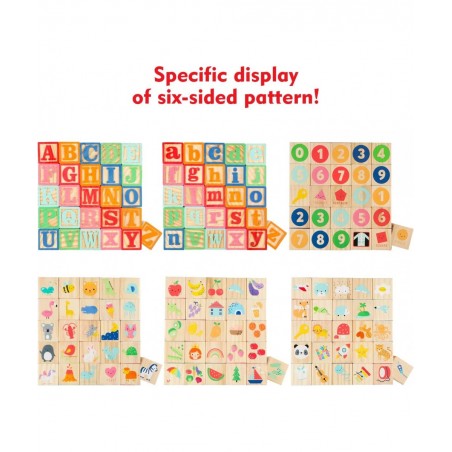Wooden ABC Toy Building Blocks for Toddlers 1-3 36 PCS Wood Baby Alphabet Number Blocks for Stacking Learning Preschool Educa...