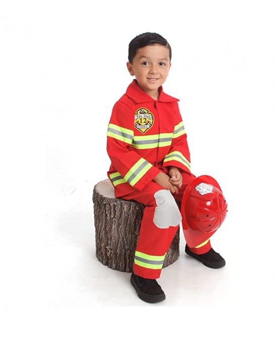 Fire Fighter Costume Light up Patch on Chest Kids W/Hat Fire Man T S M 3-4 4-5 6-8 $52.19 Kids' Costumes