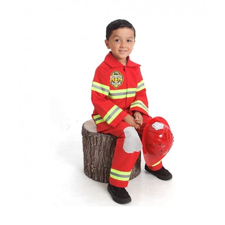 Fire Fighter Costume Light up Patch on Chest Kids W/Hat Fire Man T S M 3-4 4-5 6-8 $52.19 Kids' Costumes