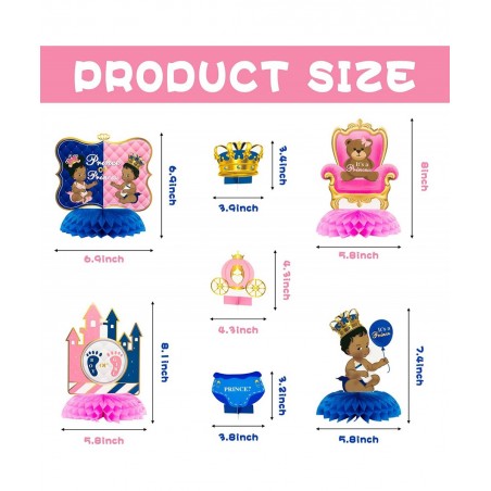 12Pcs African American Baby Gender Reveal Honeycomb Centerpieces Royal Prince or Princess Baby?Shower Boy or Girl Gender Reve...