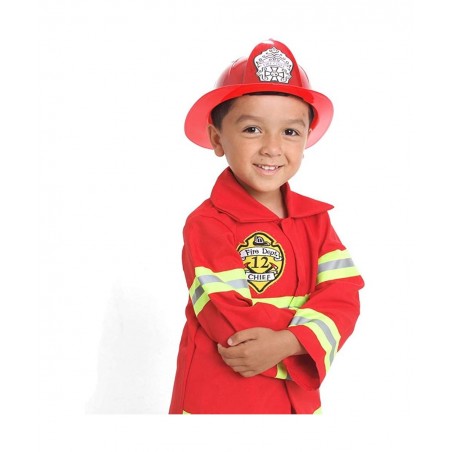 Fire Fighter Costume Light up Patch on Chest Kids W/Hat Fire Man T S M 3-4 4-5 6-8 $52.19 Kids' Costumes
