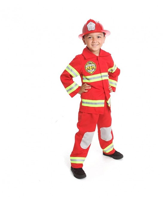 Fire Fighter Costume Light up Patch on Chest Kids W/Hat Fire Man T S M 3-4 4-5 6-8 $52.19 Kids' Costumes