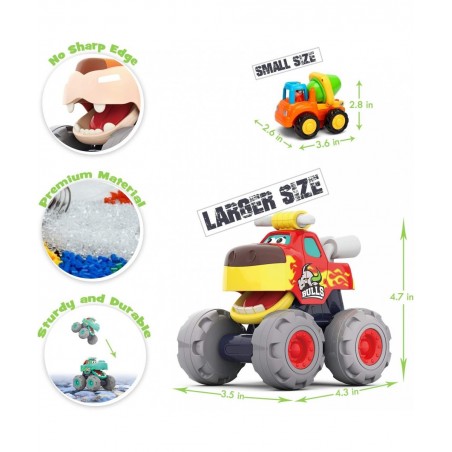Toy Cars for 1 2 3 Year Old Boys 3 Pack Friction Powered Cars Pull Back Toy Cars Set - Bull Truck Leopard Truck Crocodile Tru...