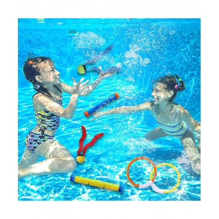 32 Pcs Diving Pool Toys Set with Bonus Storage Bag Includes Diving Rings Diving Sticks Toypedo Bandits Diving Toy Balls Octop...