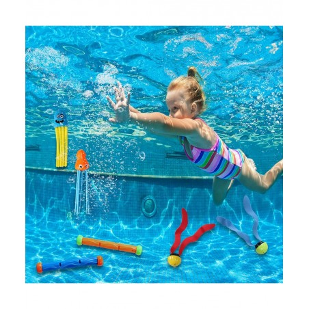 32 Pcs Diving Pool Toys Set with Bonus Storage Bag Includes Diving Rings Diving Sticks Toypedo Bandits Diving Toy Balls Octop...