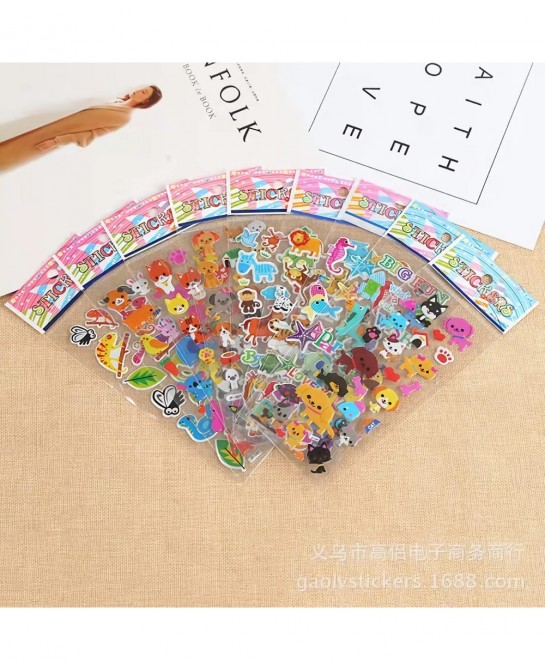 Children’s Stickers 3D Fluffy Stickers 600+ Vivid Puffy Kids Stickers 24 Different Sheets Colored 3D Stickers for Boys Girls ...