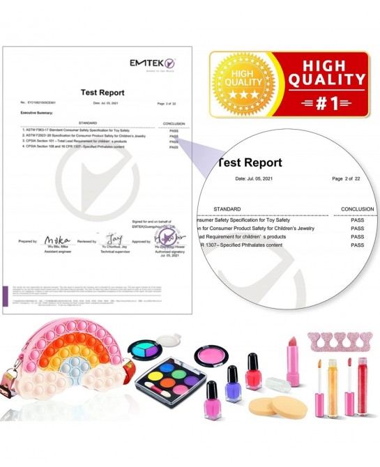 32Pcs Kids Real Washable Makeup Kit Girls Toys with Push Bubble Pop Shoulder Bag for Toddler Kids Girl Children Birthday Toys...