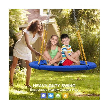 1 000lbs 40" Saucer Tree Swing for Kids Adults with Heavy Duty Chains Plastic Coated Textilene Wear-Resistant and 2pcs 10ft T...