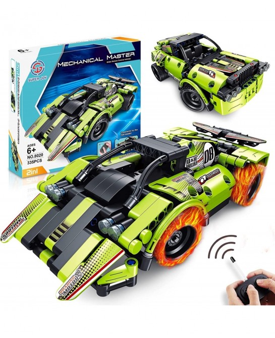 STEM Building Toys for Kids 335 Piece Building Kit 2 in 1 Remote Control Racing Car Snap Together Engineering Kits Early Lear...