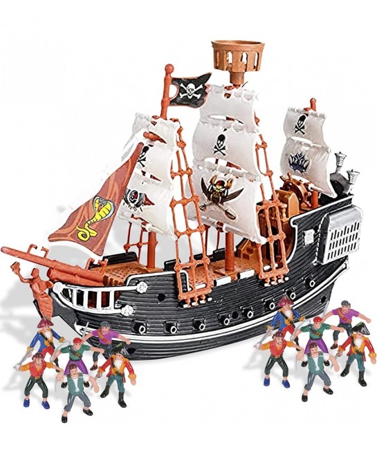 Pirate Playset! 10" Pirate Ship with 2" Pirate Figurines! Hours of Imaginative Play-Makes a Great Gift or a Fun Prize! Ages 3...