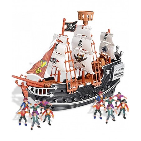 Pirate Playset! 10" Pirate Ship with 2" Pirate Figurines! Hours of Imaginative Play-Makes a Great Gift or a Fun Prize! Ages 3...