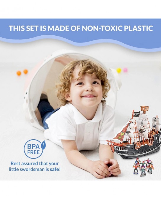 Pirate Playset! 10" Pirate Ship with 2" Pirate Figurines! Hours of Imaginative Play-Makes a Great Gift or a Fun Prize! Ages 3...