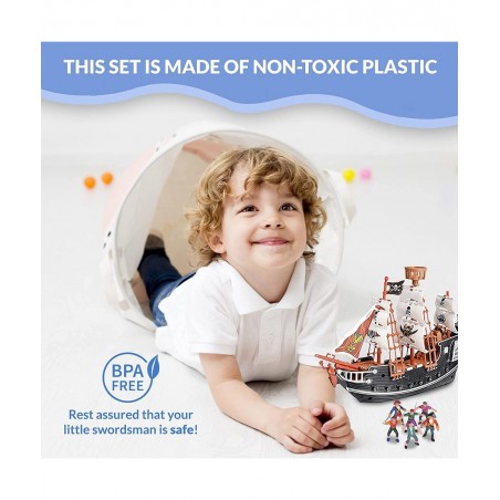 Pirate Playset! 10" Pirate Ship with 2" Pirate Figurines! Hours of Imaginative Play-Makes a Great Gift or a Fun Prize! Ages 3...