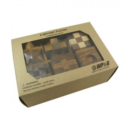 6 Wooden Puzzle Gift Set in A Wood Box - 3D Unique IQ Puzzles $51.37 Brain Teaser Puzzles