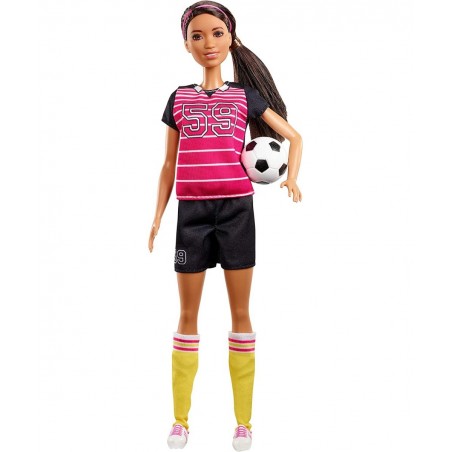 Athlete Doll Brunette Wearing Uniform and Socks with Soccer Ball $55.35 Dolls