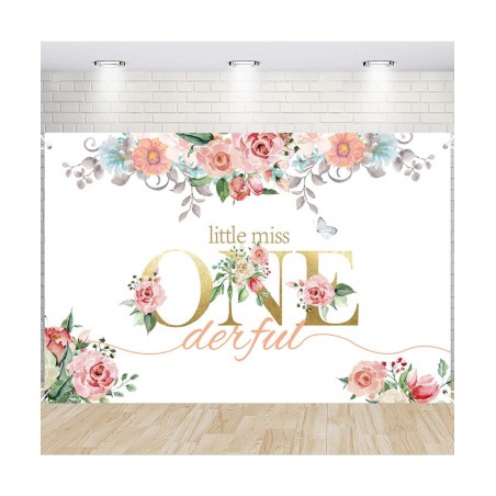 GERPARPY First Birthday Decorations Girl - Baby First One Year Old Girl Party Supplies Include Backdrop Crown Banner High Cha...