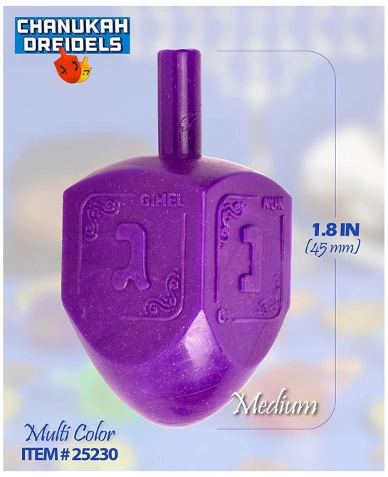 30 Medium Dreidels - Assorted Colors - Classic Chanukah Spinning Draidel Game Gift and Prize - Bulk Value Pack - by Izzy n Di...