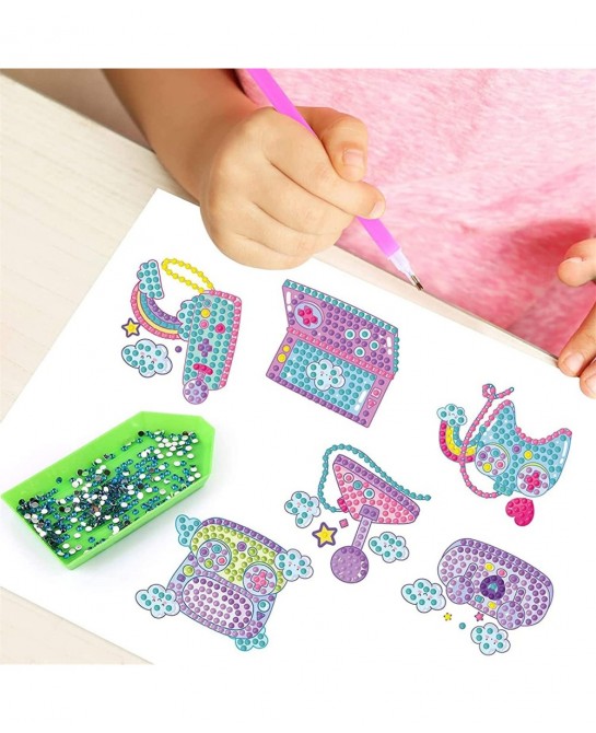 33 Pieces Diamond Painting Kit for Kids Diamond Painting Stickers Gamepad Rainbow Ice Cream DIY Gem Point Drill Stickers Diam...