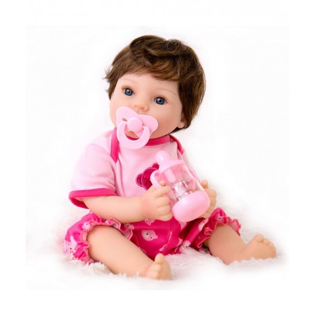 Lifelike Reborn Baby Dolls Pink Bassinet 18 inch Realistic Newborn Girl Doll in Soft Vinly and Weighted Body with 9-Piece Gif...