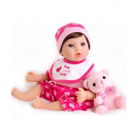 Lifelike Reborn Baby Dolls Pink Bassinet 18 inch Realistic Newborn Girl Doll in Soft Vinly and Weighted Body with 9-Piece Gif...