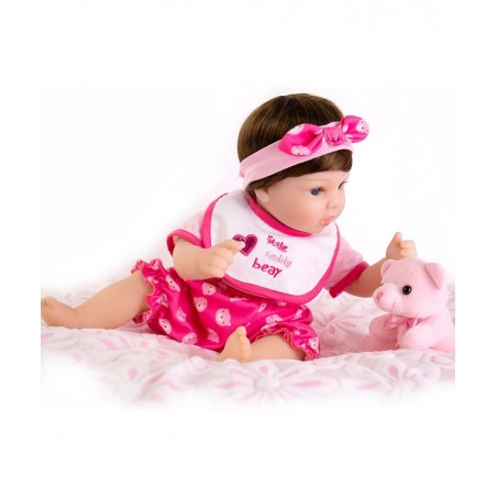 Lifelike Reborn Baby Dolls Pink Bassinet 18 inch Realistic Newborn Girl Doll in Soft Vinly and Weighted Body with 9-Piece Gif...