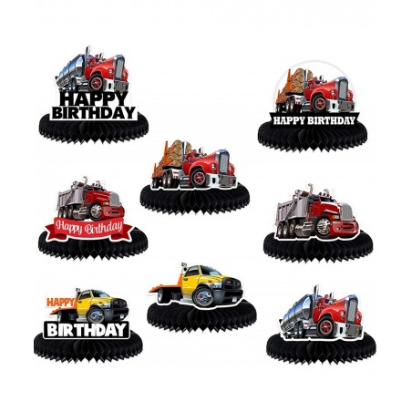 Heavy Trucks Semi Truck Happy Birthday Honeycomb Centerpieces Transportation Theme Decor for 1st Birthday Party Baby Shower F...