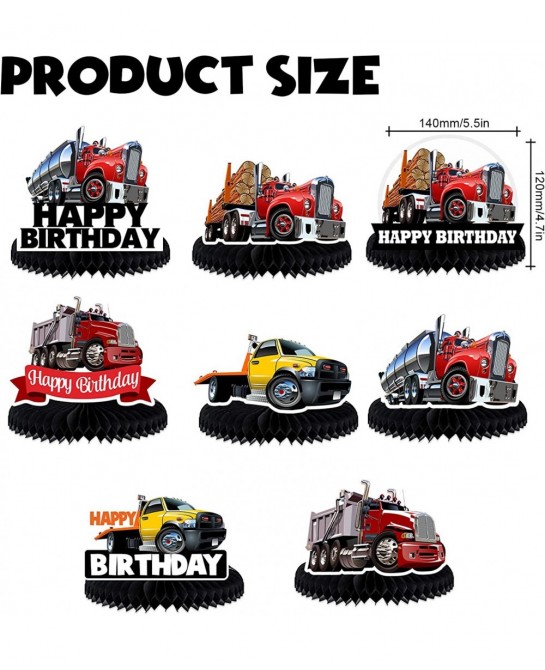 Heavy Trucks Semi Truck Happy Birthday Honeycomb Centerpieces Transportation Theme Decor for 1st Birthday Party Baby Shower F...