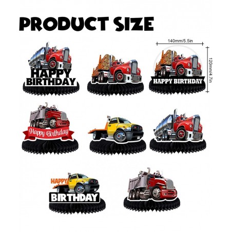 Heavy Trucks Semi Truck Happy Birthday Honeycomb Centerpieces Transportation Theme Decor for 1st Birthday Party Baby Shower F...