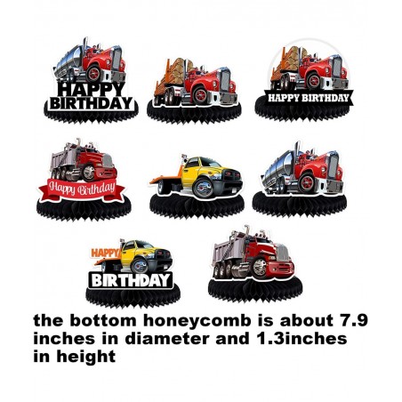 Heavy Trucks Semi Truck Happy Birthday Honeycomb Centerpieces Transportation Theme Decor for 1st Birthday Party Baby Shower F...